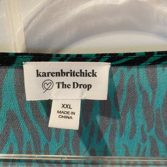 Karen Britchick x The Drop Green & Black Zebra Midi Long sleeve Dress Si… - Picture 4 of 11